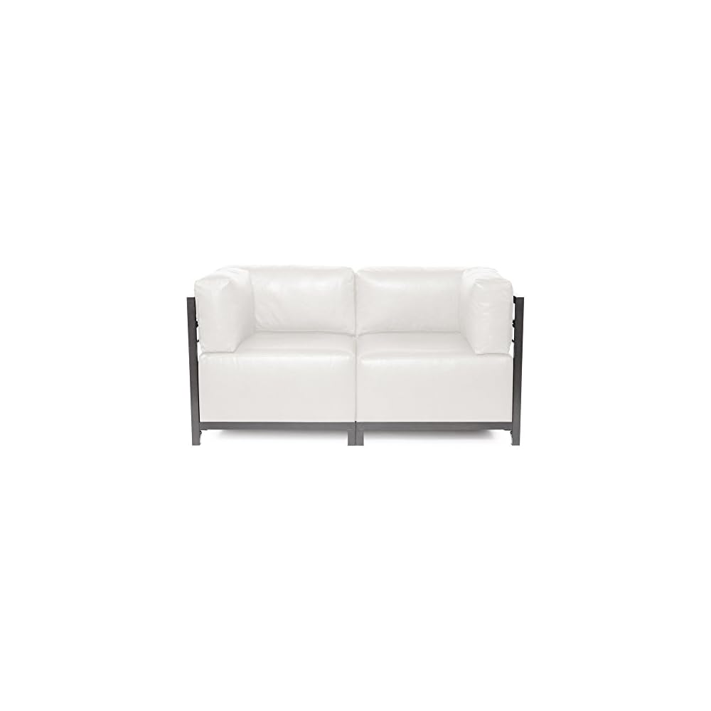 Howard Elliott Collection Axis Chair with Cover, Cushioned Seating Chair with Titanium Frame, Ideal for Indoor or Outdoor Living Room or Office, 30.5 x 32.5 x 30 inches, Avanti White