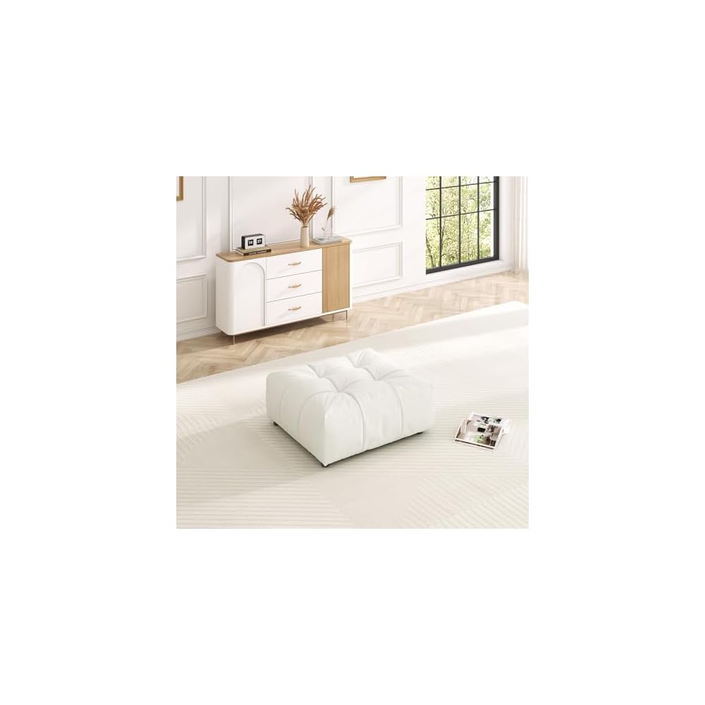 Movable Ottoman for Oversized Cloud Sectional Couch, Cream White