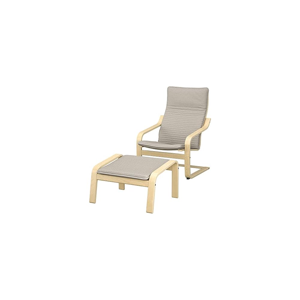 ProTuning POÄNG Armchair and footstool, birch veneer/Knisa light beige