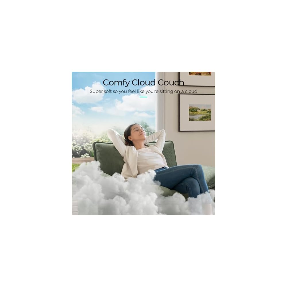 LINSY HOME Cloud Sofa Accent Chair with Ottoman Chaise Lounge Chair Indoor, Corduroy Couch Sofa Chair for Living Room Apartment Bedroom Office, Green