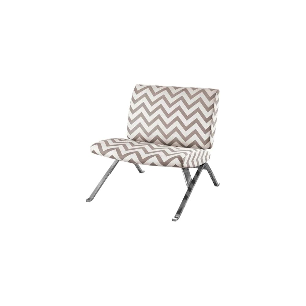 Monarch Specialties Teal "Chevron" Fabric/Chrome Metal Accent Chair, 31-Inch