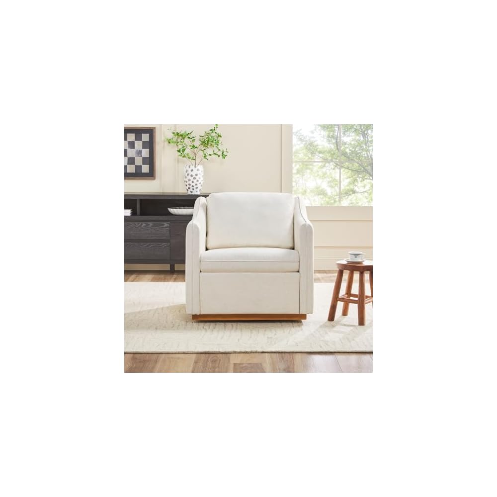 Walker Edison Nash Modern Farmhouse Linen Swivel Accent Chair, Dark Grey