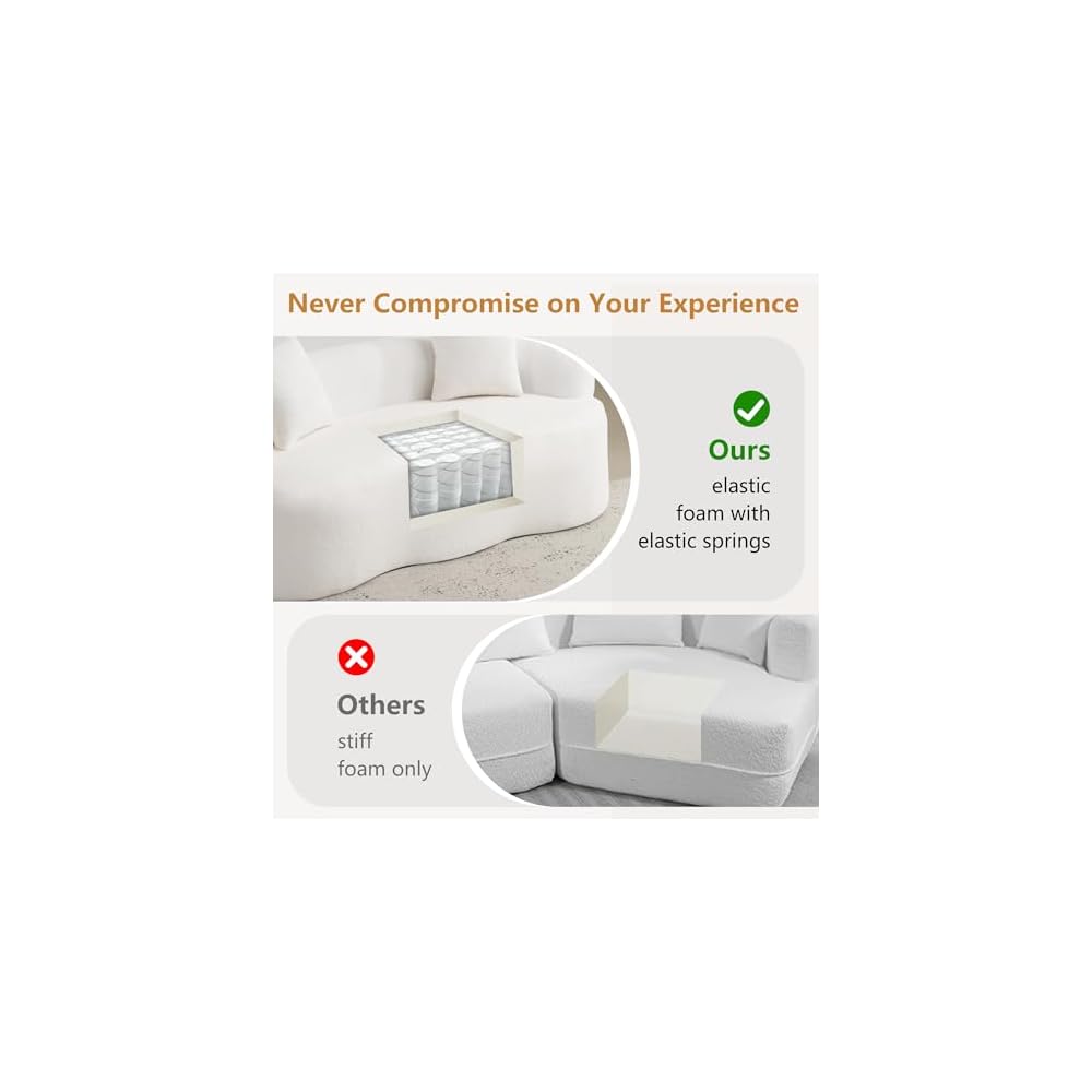 67”Curved Loveseat Sofa for Living Room, Deep Seat Love Seat Couch with 2 Throw Pillows, Modern Loveseat Adopt Teddy Fabric, Suitable Small Spaces The Cloud Loveseat, No Assembly Needed, White