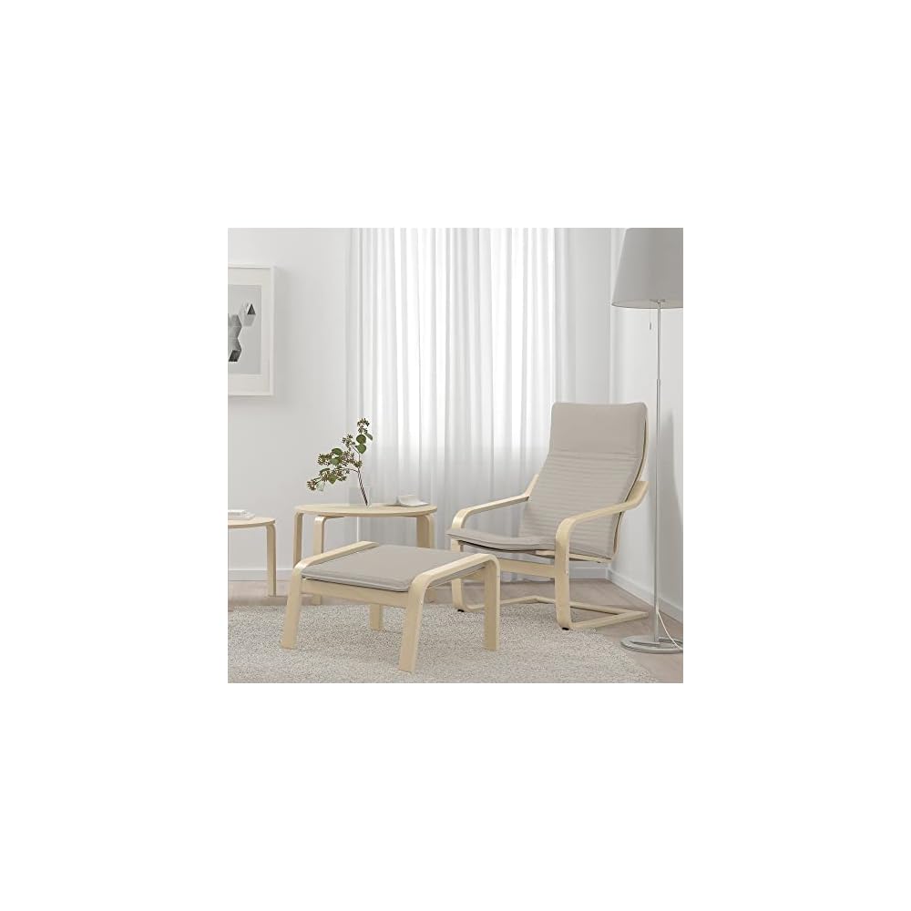 ProTuning POÄNG Armchair and footstool, birch veneer/Knisa light beige