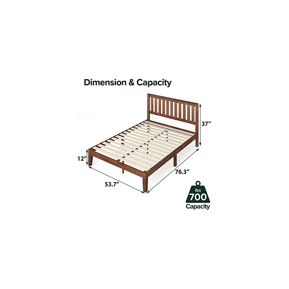 Zinus Vivek Wood Platform Bed Frame with Headboard, Easy Assembly, Full