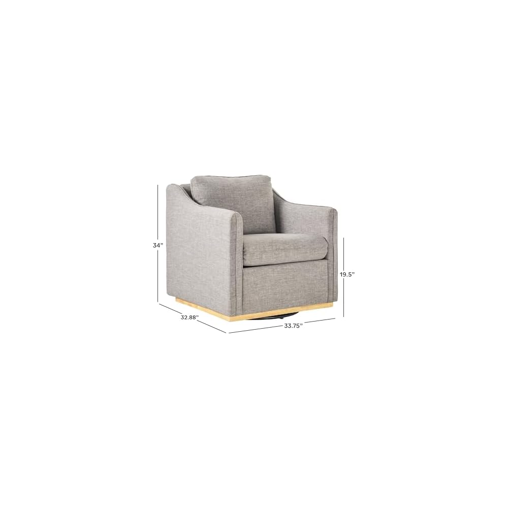 Walker Edison Nash Modern Farmhouse Linen Swivel Accent Chair, Dark Grey