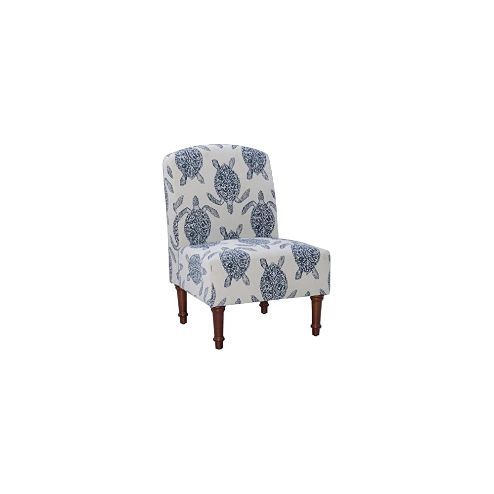 Powell Company Powell Markay Accent Chair, 25"W x 18.75"D x 35H, Ivory with Blue Sea Turtle Pattern, Traditional, Coastal, Upholstered, Armless, 275 lbs Max Weight, Indoor Use