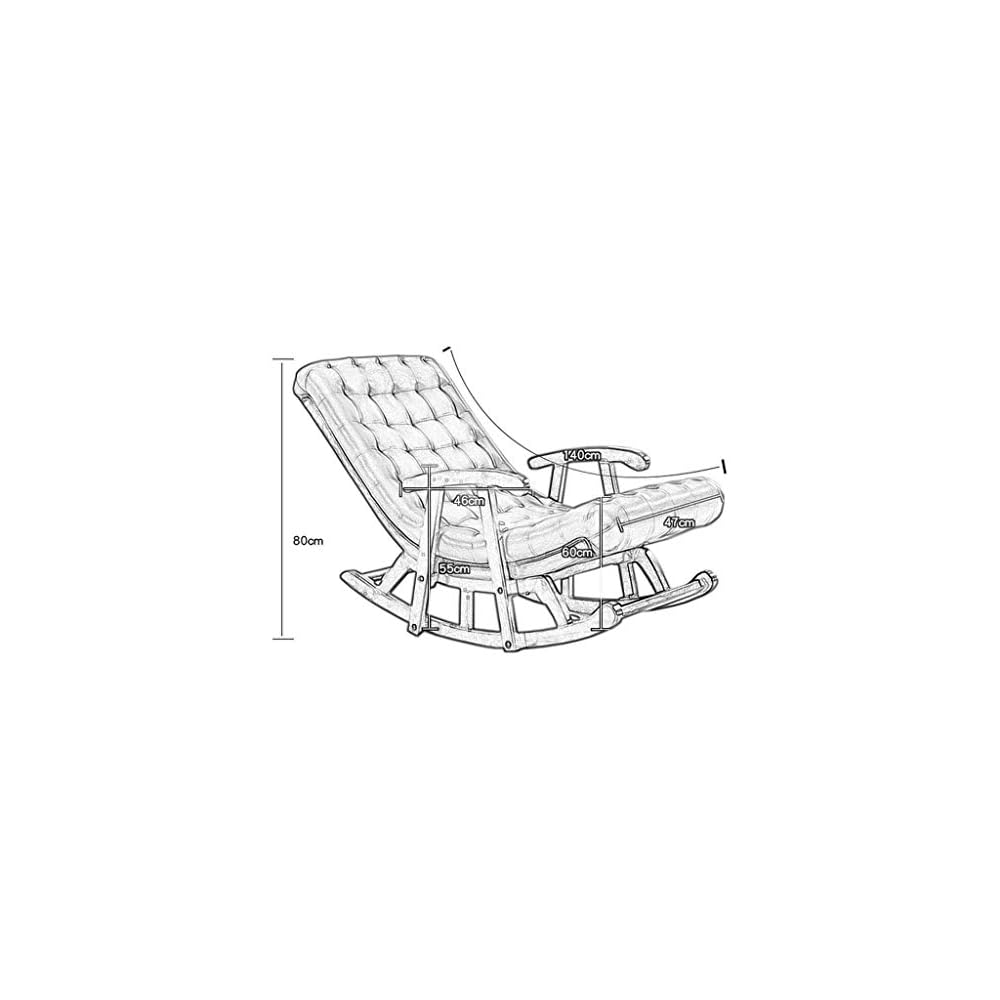 Single Leather Rocking Chair Smooth Rocking Motion Solid Wood with Armrest Suitable for Kitchen/Terrace/tatio