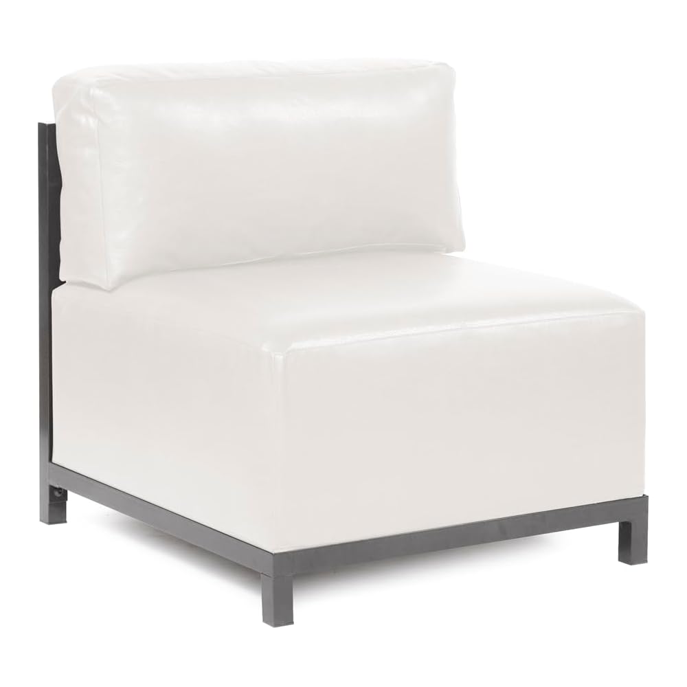 Howard Elliott Collection Axis Chair with Cover, Cushioned Seating Chair with Titanium Frame, Ideal for Indoor or Outdoor Living Room or Office, 30.5 x 32.5 x 30 inches, Avanti White
