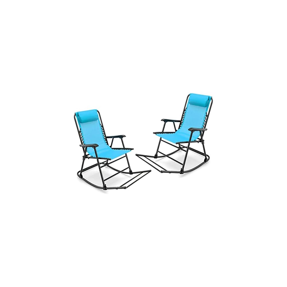 2 Piece Patio Camping Rocking Chair Folding Rocking Chair Footrest