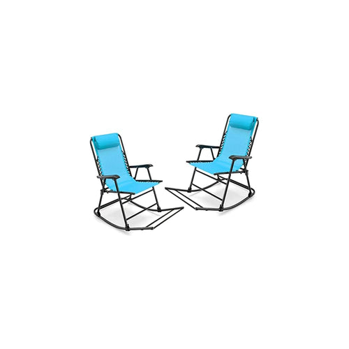 2 Piece Patio Camping Rocking Chair Folding Rocking Chair Footrest