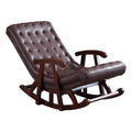 Single Leather Rocking Chair Smooth Rocking Motion Solid Wood with Armrest Suitable for Kitchen/Terrace/tatio