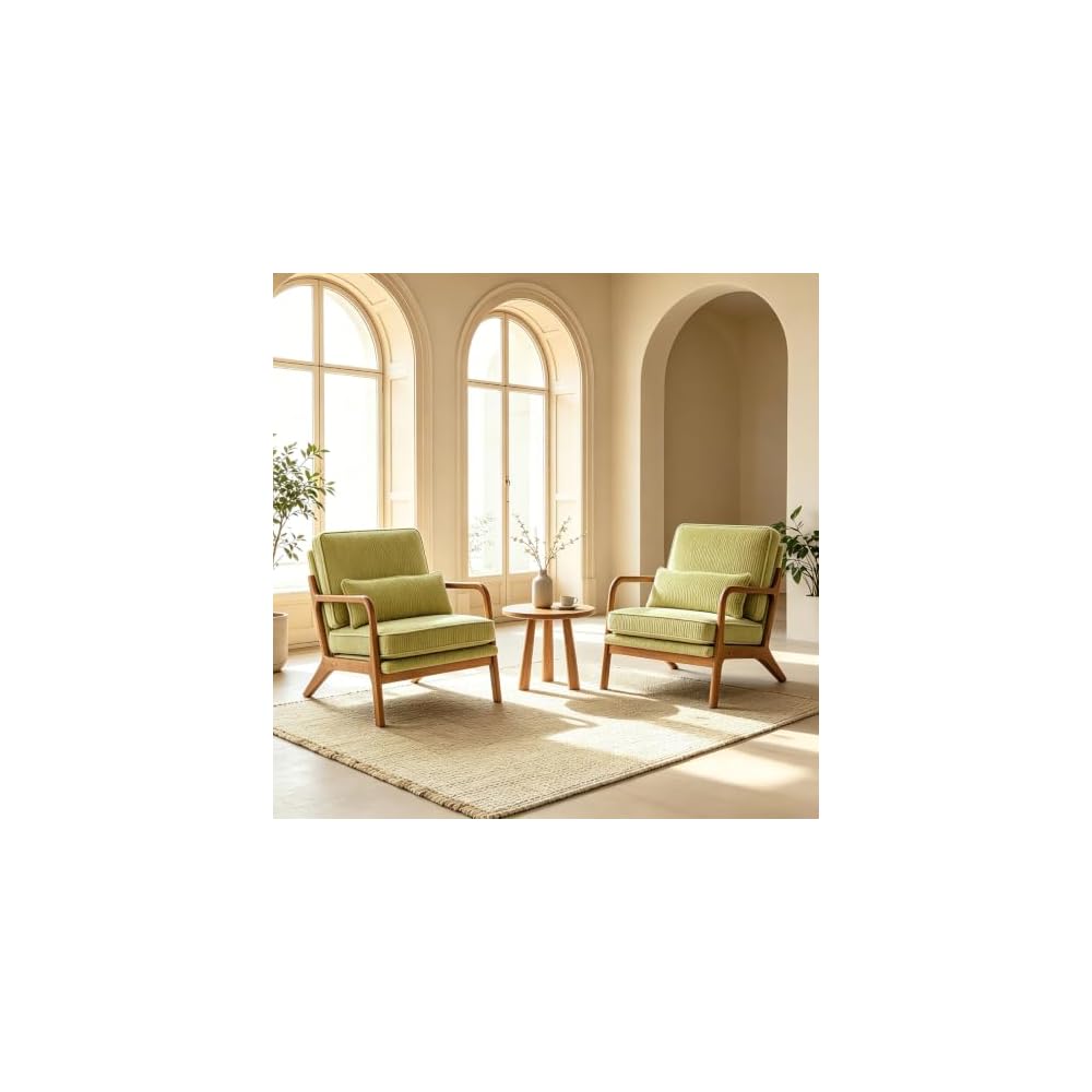 Karl home Mid-Century Accent Reading Chairs Set of 2, Green