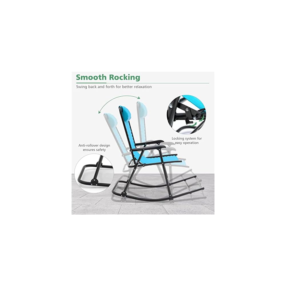 2 Piece Patio Camping Rocking Chair Folding Rocking Chair Footrest