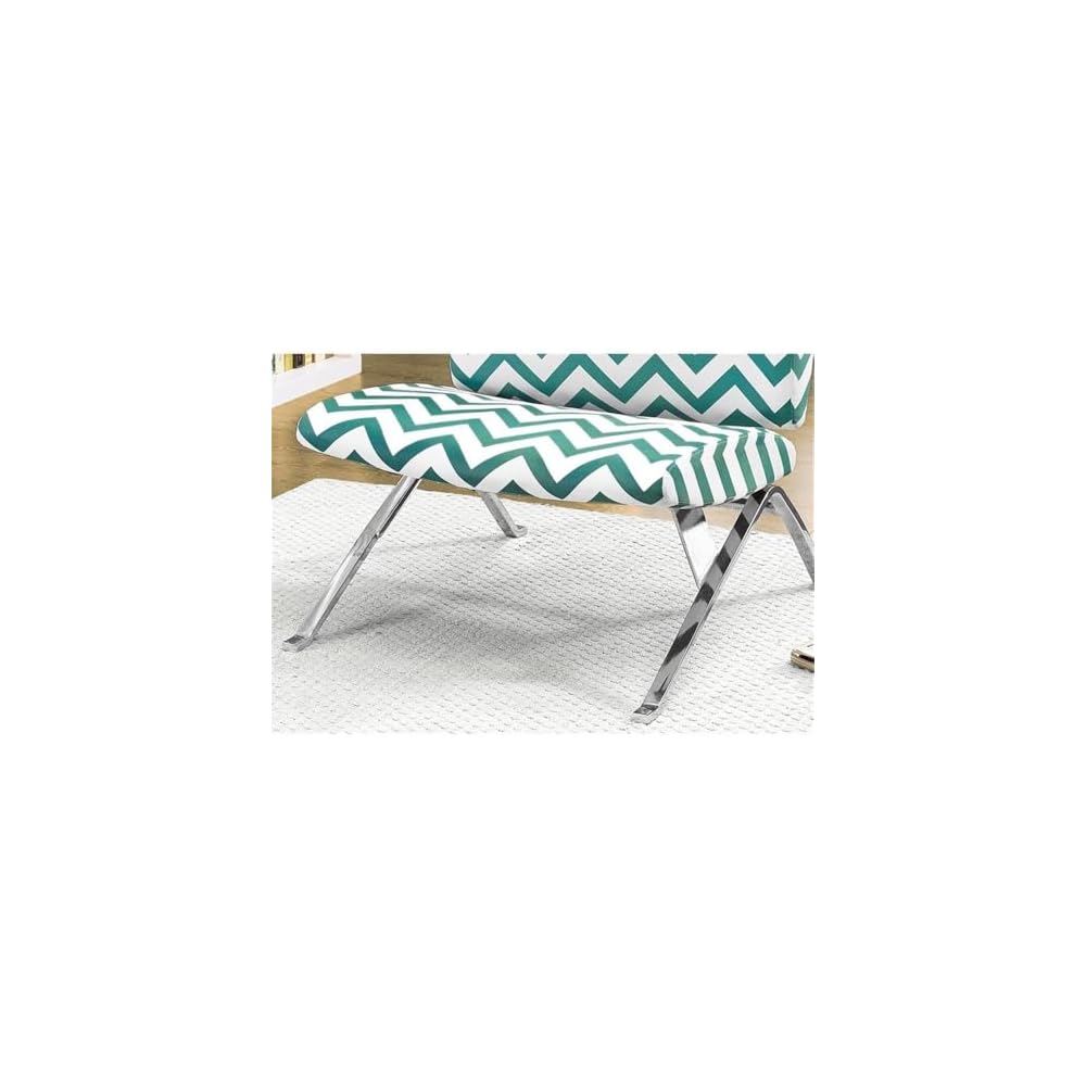 Monarch Specialties Teal "Chevron" Fabric/Chrome Metal Accent Chair, 31-Inch