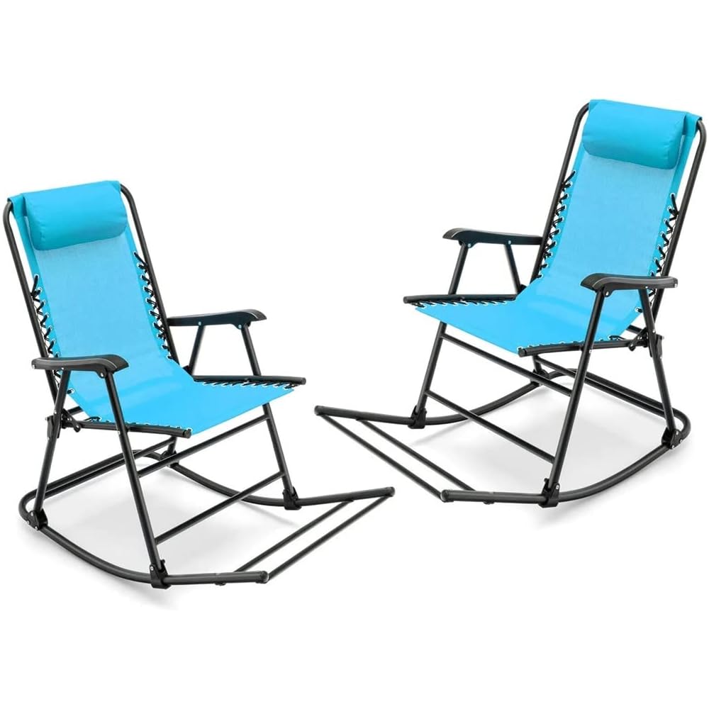 2 Piece Patio Camping Rocking Chair Folding Rocking Chair Footrest