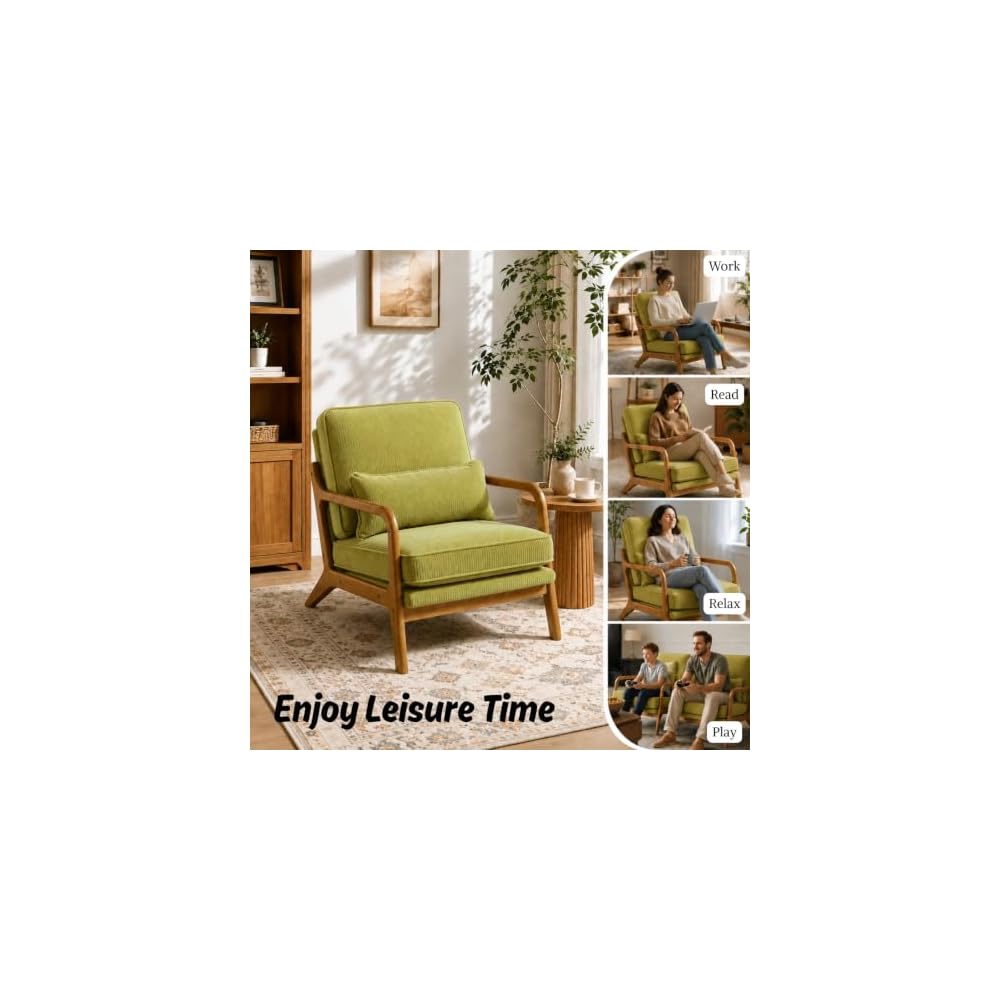 Karl home Mid-Century Accent Reading Chairs Set of 2, Green