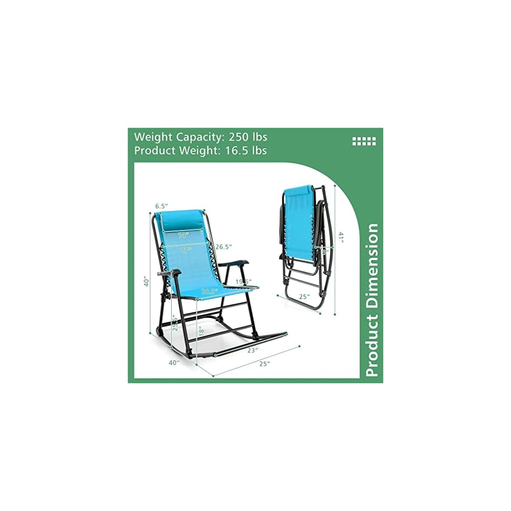 2 Piece Patio Camping Rocking Chair Folding Rocking Chair Footrest
