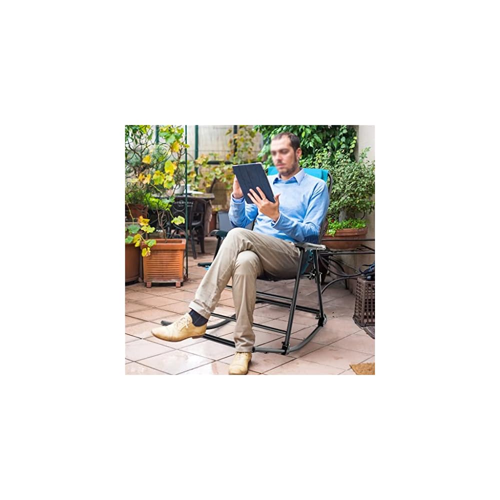 2 Piece Patio Camping Rocking Chair Folding Rocking Chair Footrest