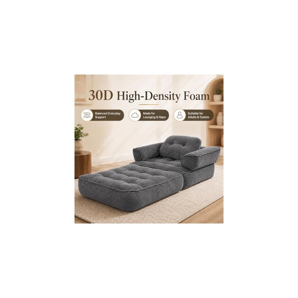 Dark Grey Folding Sofa Bed Convertible Boneless Sleeper Chair