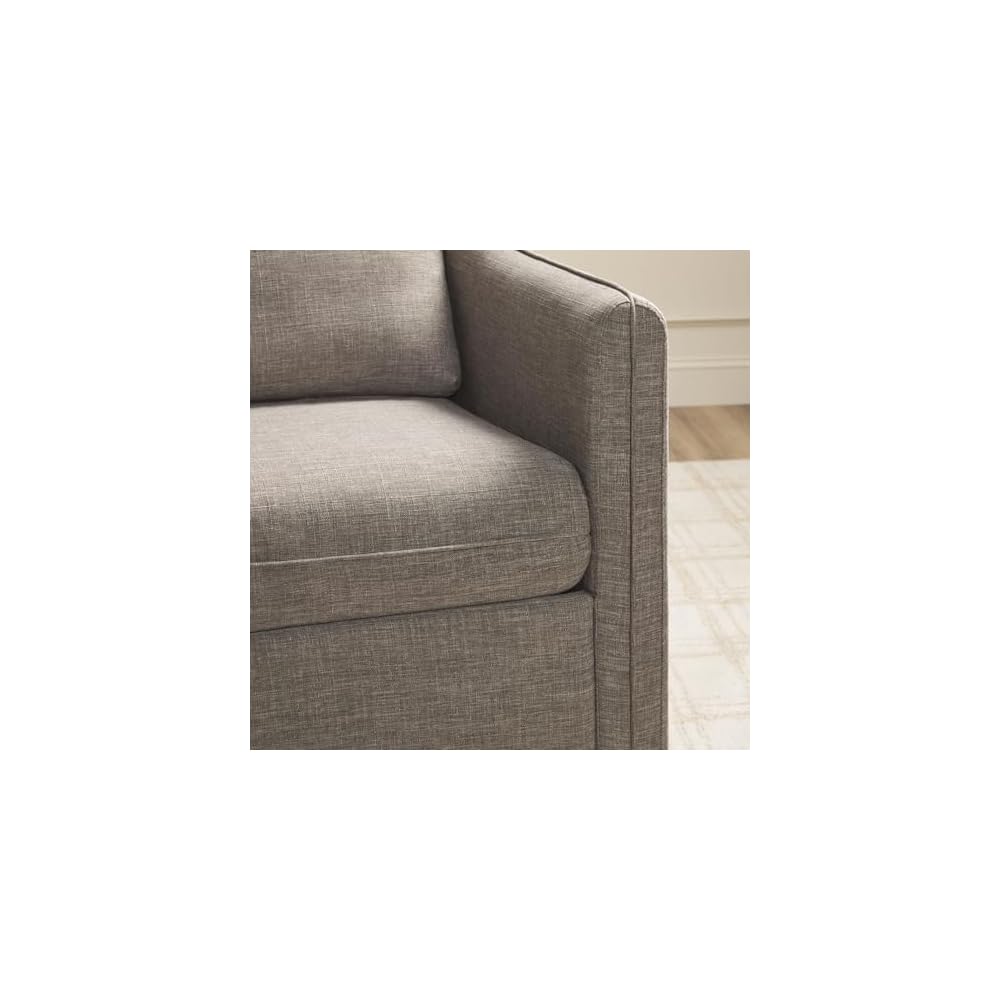 Walker Edison Nash Modern Farmhouse Linen Swivel Accent Chair, Dark Grey