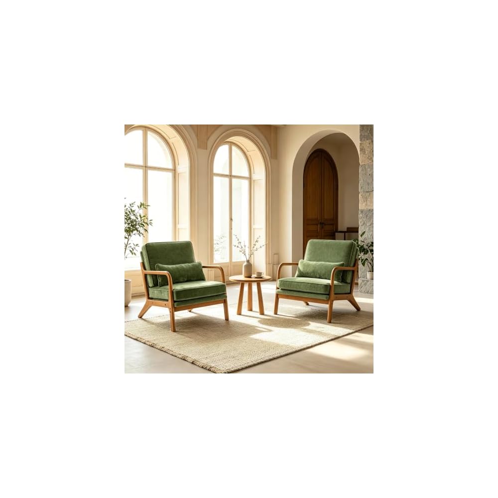 Karl home Mid-Century Accent Reading Chairs Set of 2, Green