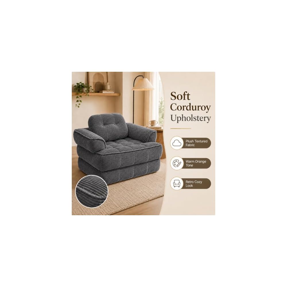 Dark Grey Folding Sofa Bed Convertible Boneless Sleeper Chair