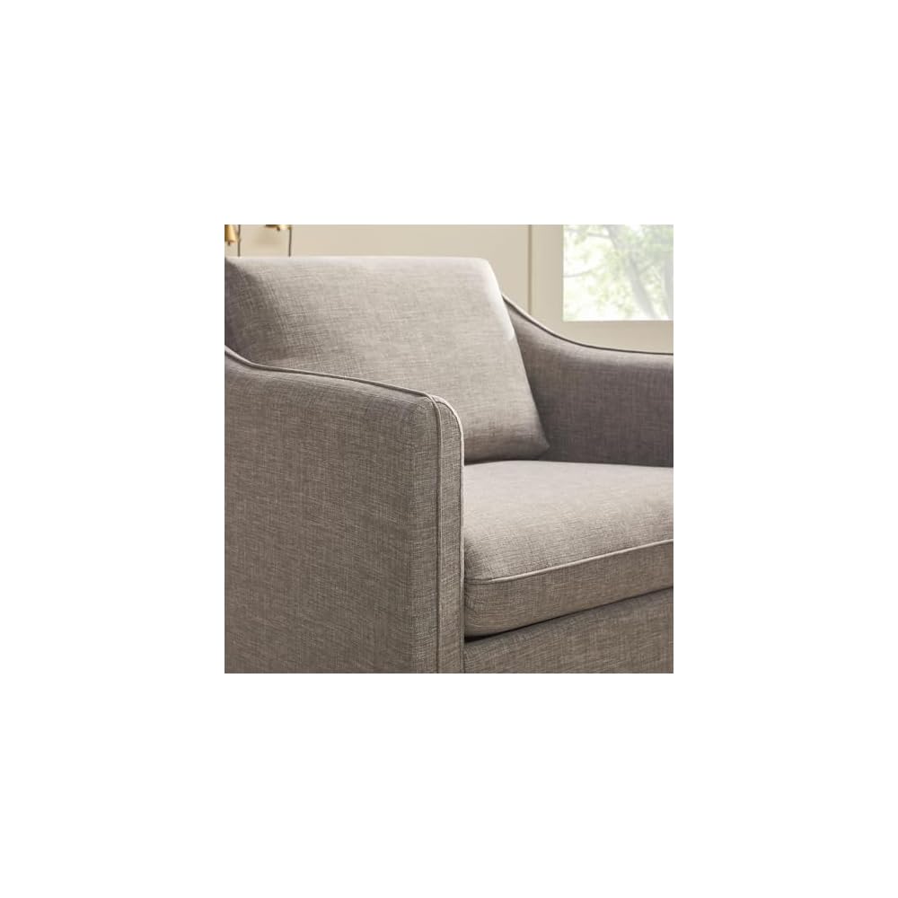 Walker Edison Nash Modern Farmhouse Linen Swivel Accent Chair, Dark Grey