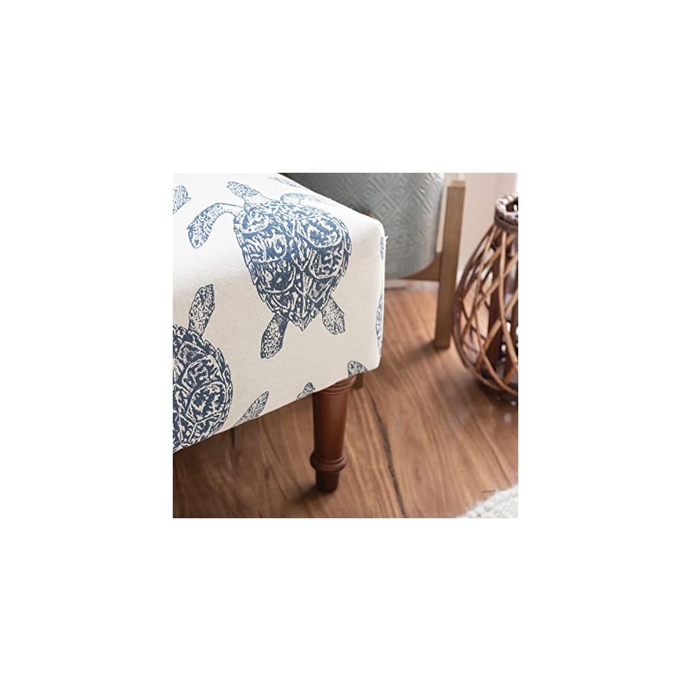 Powell Company Powell Markay Accent Chair, 25"W x 18.75"D x 35H, Ivory with Blue Sea Turtle Pattern, Traditional, Coastal, Upholstered, Armless, 275 lbs Max Weight, Indoor Use