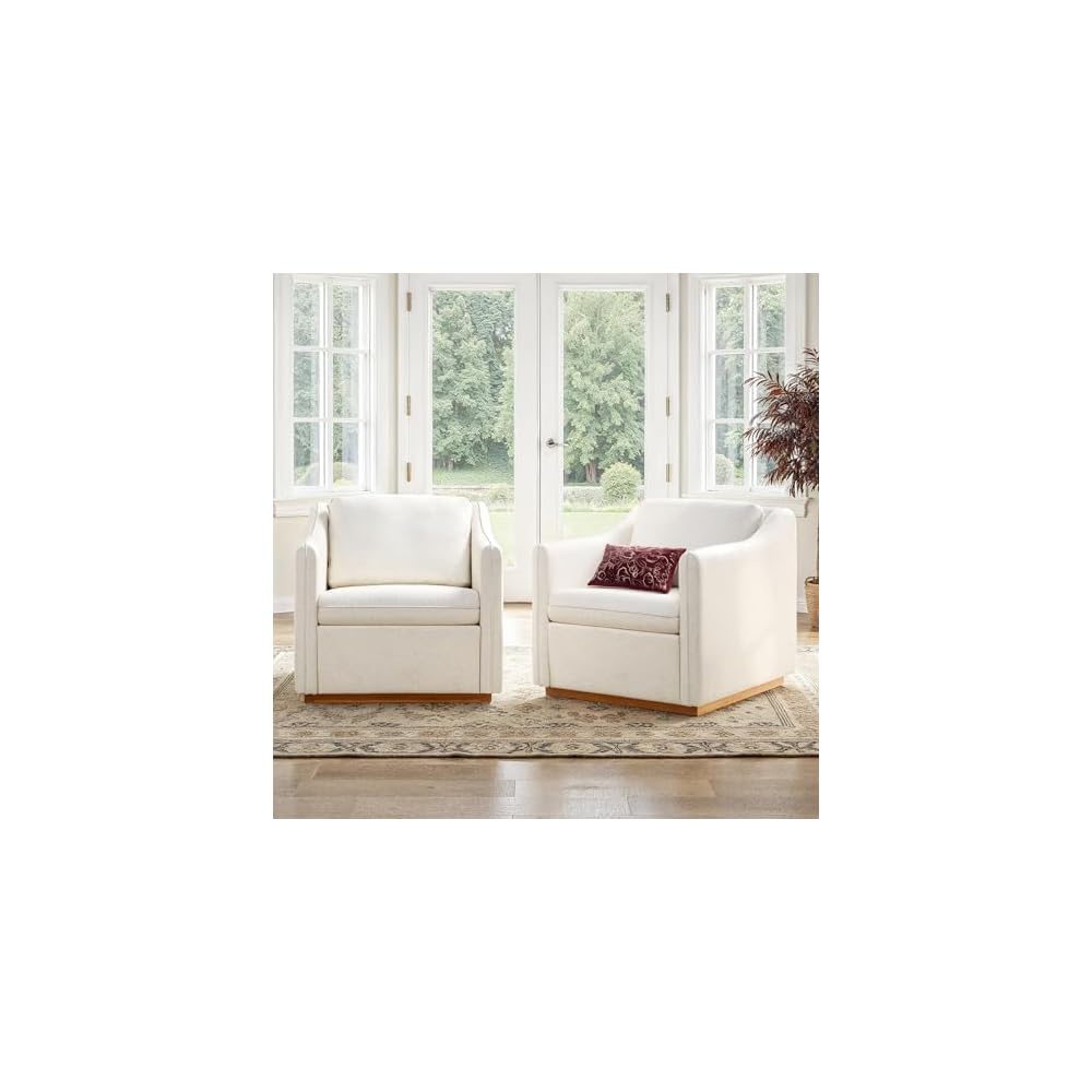 Walker Edison Nash Modern Farmhouse Linen Swivel Accent Chair, Dark Grey