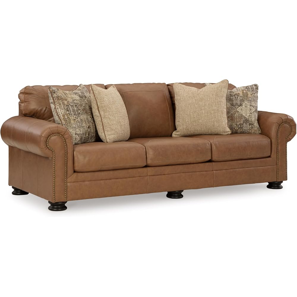 Signature Design by Ashley Carianna Leather Sofa for Living Room, Caramel