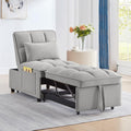 Gray 3 in 1 Convertible Chair Sleeper Bed Single Recliner Hide a beds Chairs for Adults with Pullout Bed Side Pocket Adjustable Backrest and Pillows Velvet Bedroom Foldable Couch