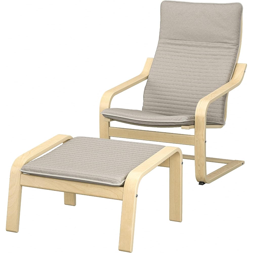 ProTuning POÄNG Armchair and footstool, birch veneer/Knisa light beige