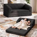 Convertible Sofa Bed, Boneless Loveseat Sleeper Folding Couch Bed with Backrest, 2 in 1 Bean Bag Chair to Floor Sofa Lounger, Comfy Fold Out Couch for Bedroom & Living Room, Black
