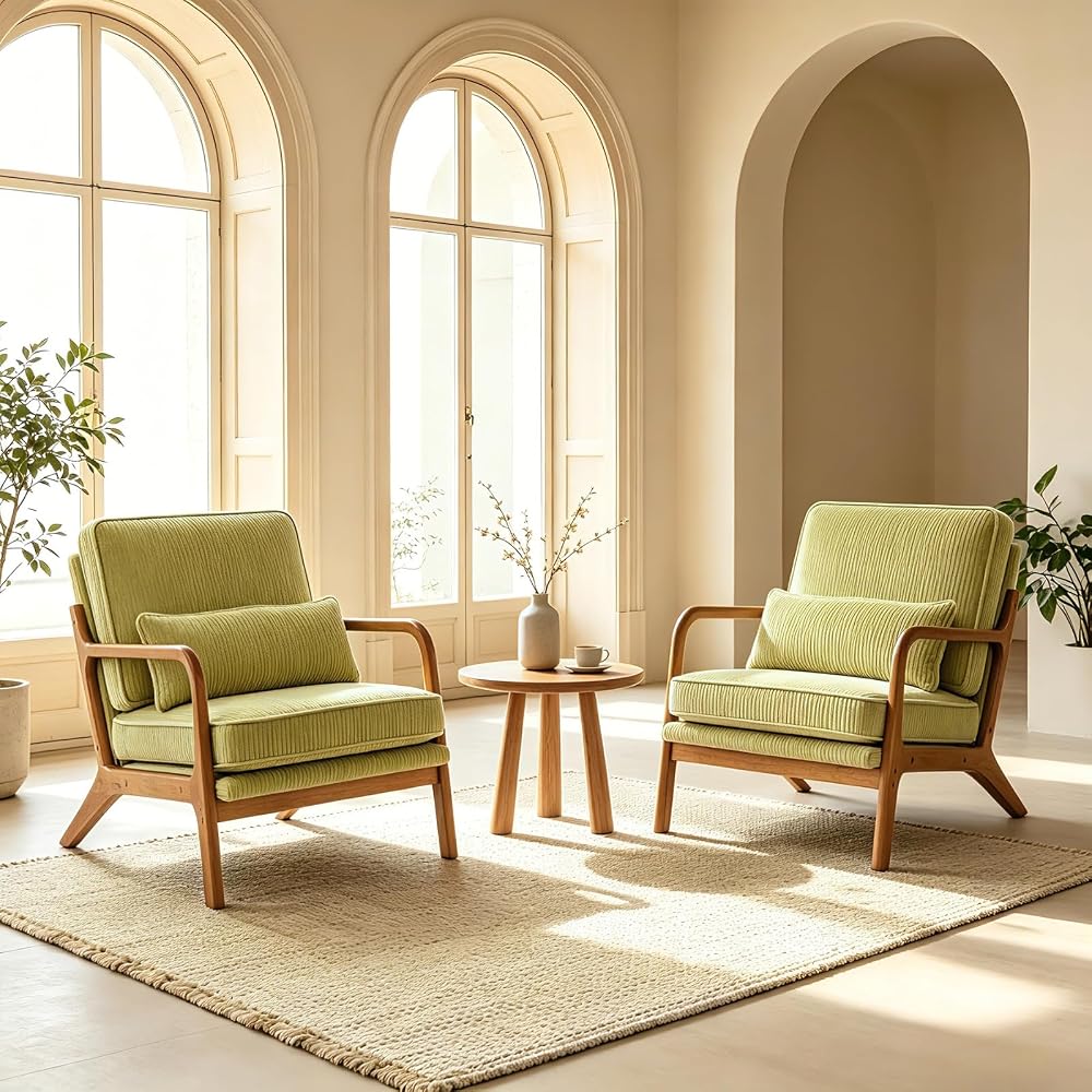 Karl home Mid-Century Accent Reading Chairs Set of 2, Green