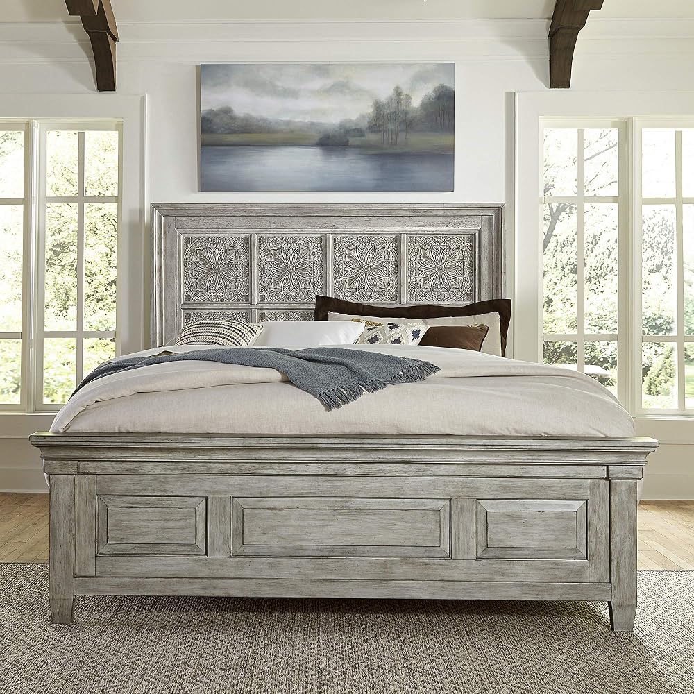 Liberty Furniture Industries Heartland Opt Panel Bed, Antique White, Queen